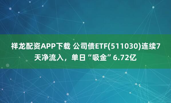 祥龙配资APP下载 公司债ETF(511030)连续7天净流入，单日“吸金”6.72亿