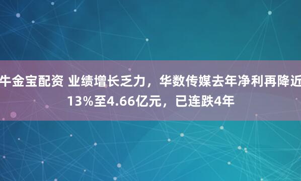牛金宝配资 业绩增长乏力，华数传媒去年净利再降近13%至4.66亿元，已连跌4年